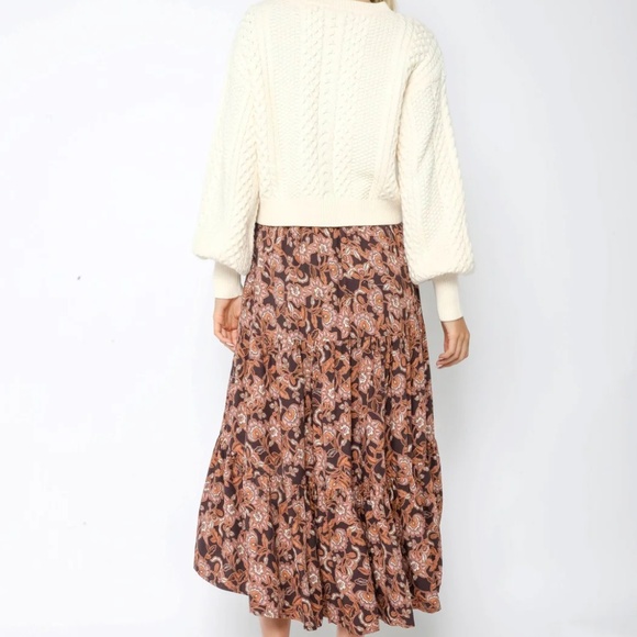 Plum Botanical Midi Skirt - Picture 3 of 5